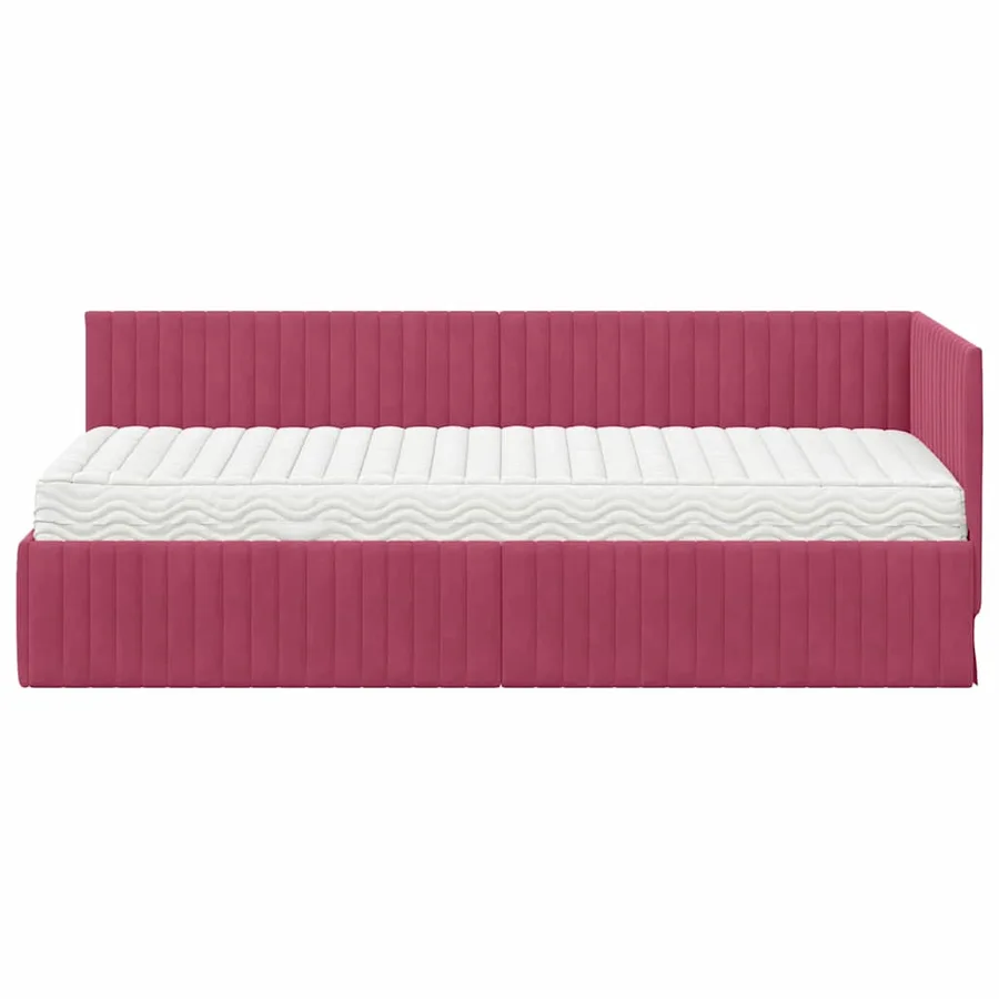 Cadre de lit d'angle avec matelas 2 pcs Vert Velours - 5