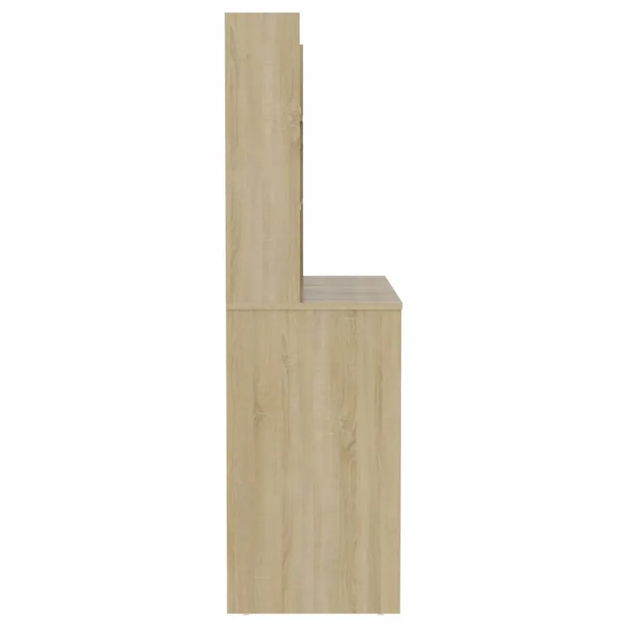 Table de maquillage avec éclairage LED 100x40x135 cm MDF Chêne - 4