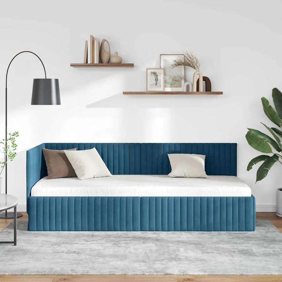 Cadre de lit d'angle Bleu 80 cm x 200 cm Velours - 3