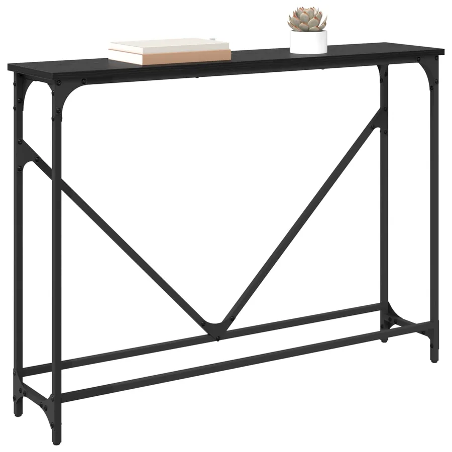 Table console Chêne noir 102 x 23 x 75 cm Bois d'ingénierie - 3