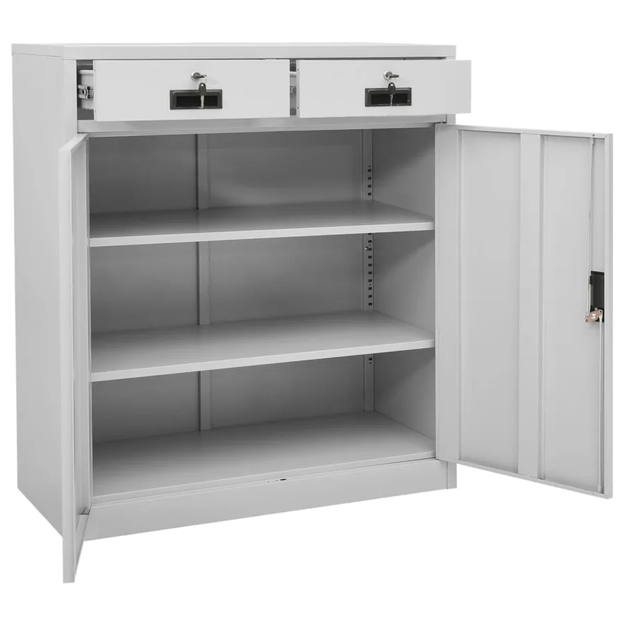 Armoire de bureau Gris clair 90x40x102 cm Acier - 6