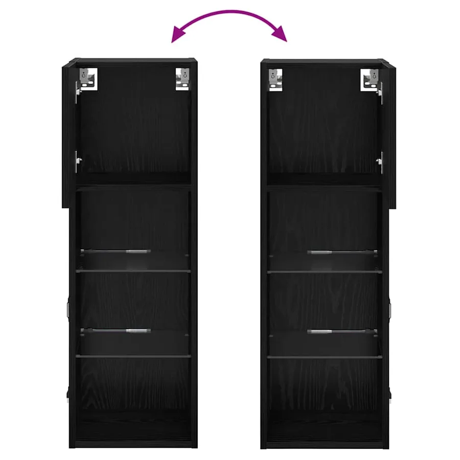 Meubles TV muraux avec LED 2 pcs Chêne noir 30,5 x 30 x 90 cm - 14