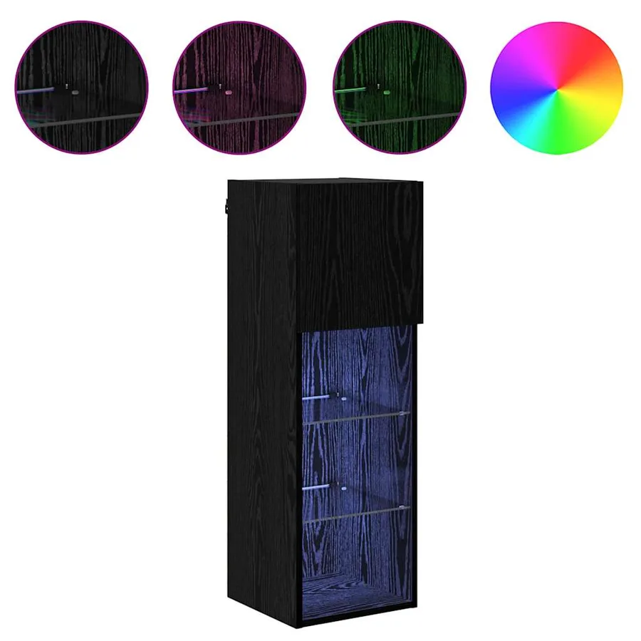 Meubles TV muraux avec LED 2 pcs Chêne noir 30,5 x 30 x 90 cm - 4