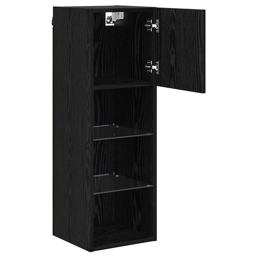 Meubles TV muraux avec LED 2 pcs Chêne noir 30,5 x 30 x 90 cm - 7