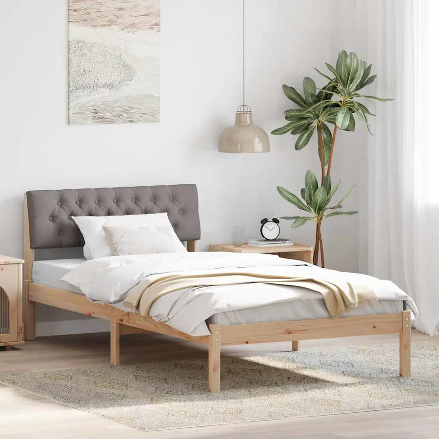 Cadre de lit Marron et taupe 100 x 200 cm Bois massif en pin