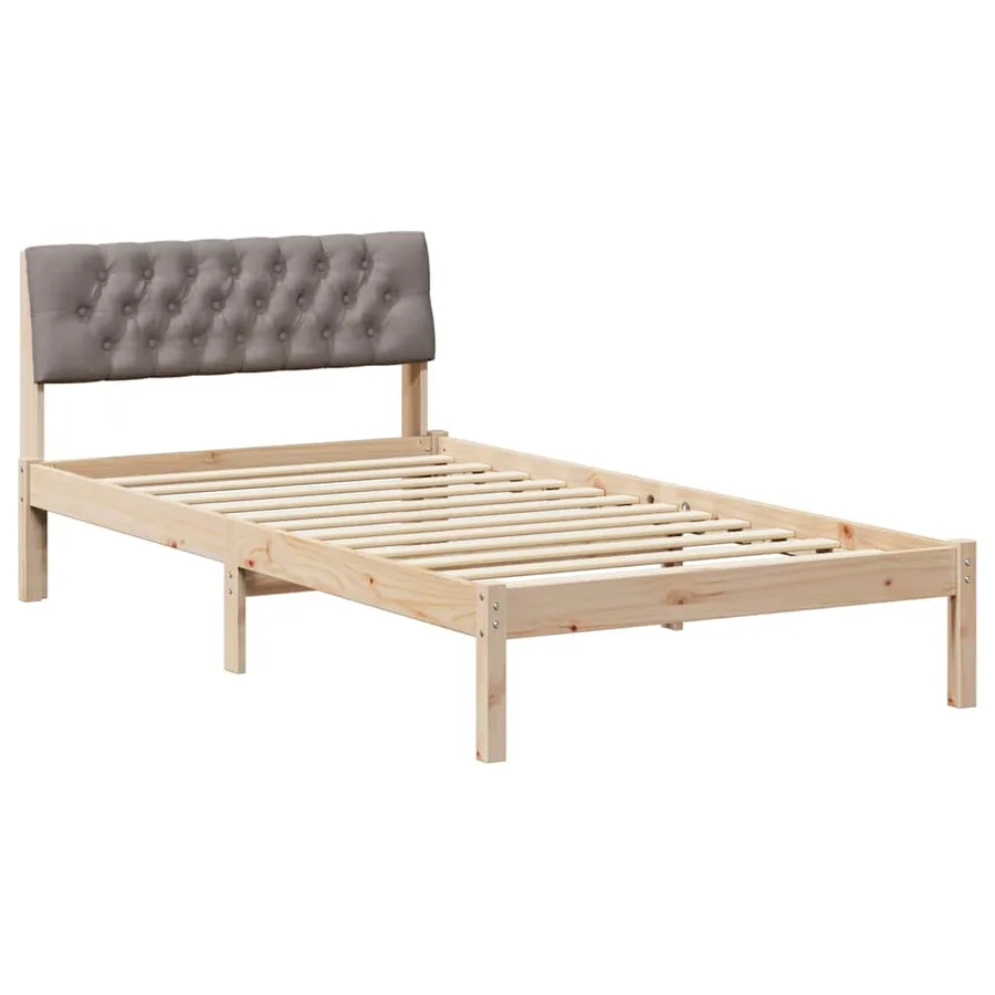 Cadre de lit Marron et taupe 100 x 200 cm Bois massif en pin - 2