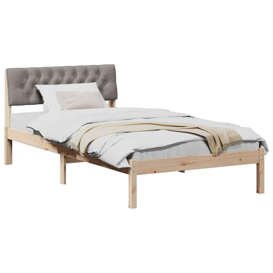Cadre de lit Marron et taupe 100 x 200 cm Bois massif en pin - 3