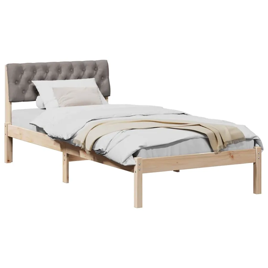 Cadre de lit Marron et taupe 90 x 190 cm Bois massif en pin - 3