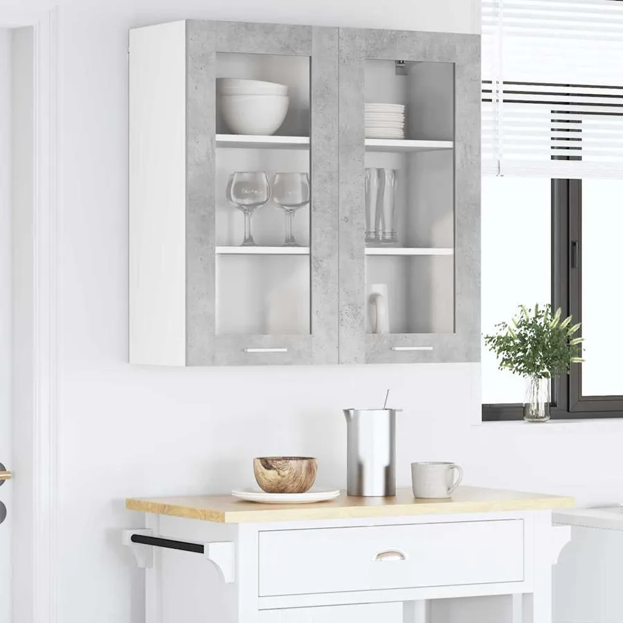 Armoire suspendue Gris béton 80 x 31 x 80 cm Bois d'ingénierie - 4