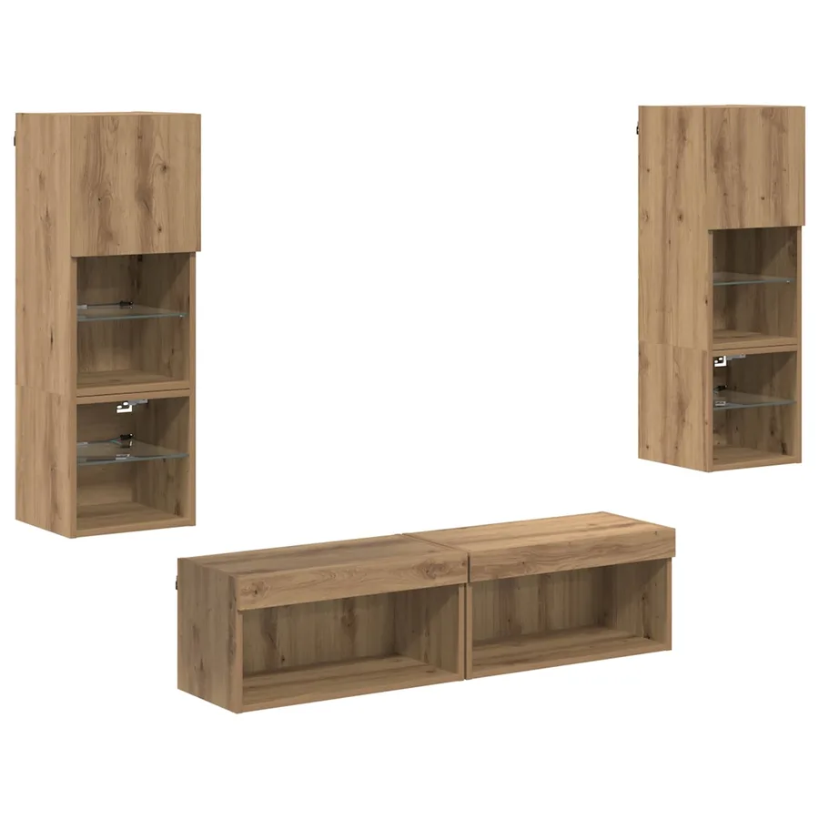 Unité murale de TV 6 pcs Chêne artisanal Bois d'ingénierie - 2