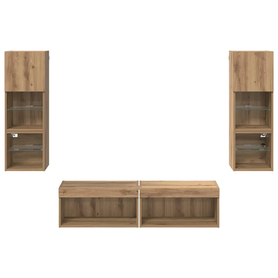 Unité murale de TV 6 pcs Chêne artisanal Bois d'ingénierie - 8
