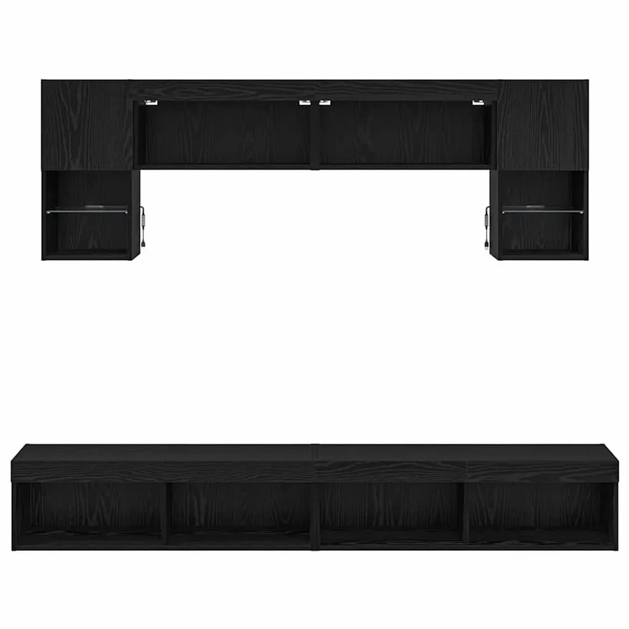 Unités murales TV avec LED 6 pcs Chêne noir Bois d'ingénierie - 10