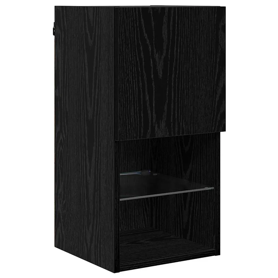 Unités murales TV avec LED 6 pcs Chêne noir Bois d'ingénierie - 6