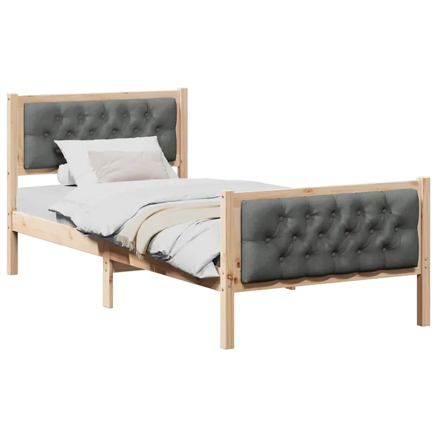 Cadre de lit avec tête de lit Gris foncé 90 x 200 cm Pin massif - 3