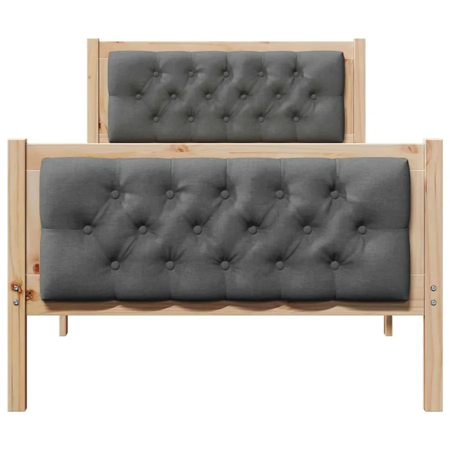 Cadre de lit avec tête de lit Gris foncé 90 x 200 cm Pin massif - 5