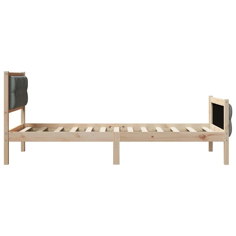 Cadre de lit avec tête de lit Gris foncé 90 x 200 cm Pin massif - 6