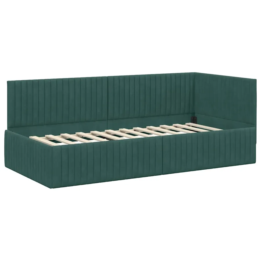 Cadre de lit d'angle Vert foncé 90 cm x 190 cm Velours - 4