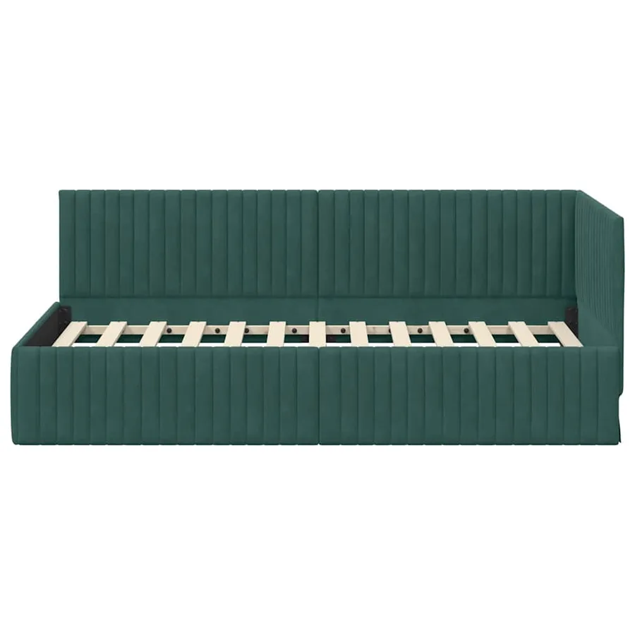Cadre de lit d'angle Vert foncé 90 cm x 190 cm Velours - 5