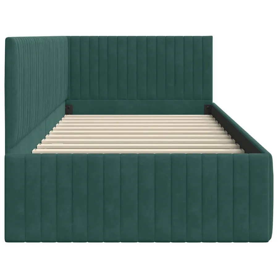 Cadre de lit d'angle Vert foncé 90 cm x 190 cm Velours - 6
