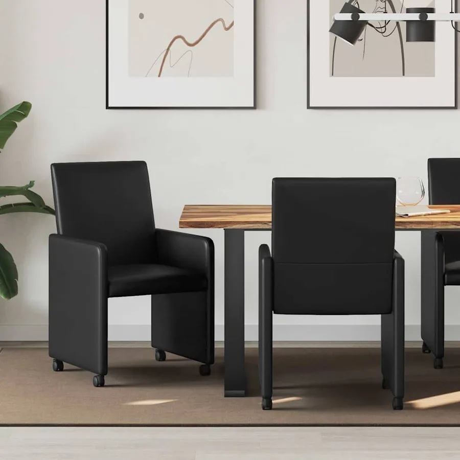Chaises de Salle à Manger avec Roues 2 pcs Noir 57 x 66 x 94 cm