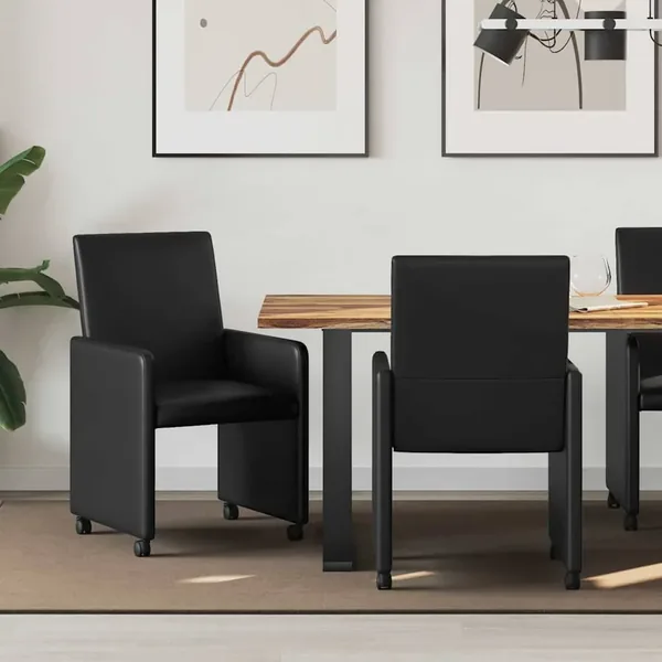 Chaises de Salle à Manger avec Roues 2 pcs Noir 57 x 66 x 94 cm