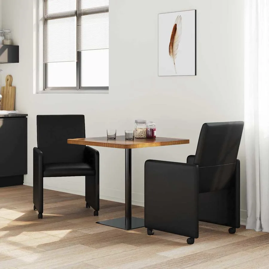 Chaises de Salle à Manger avec Roues 2 pcs Noir 57 x 66 x 94 cm - 3