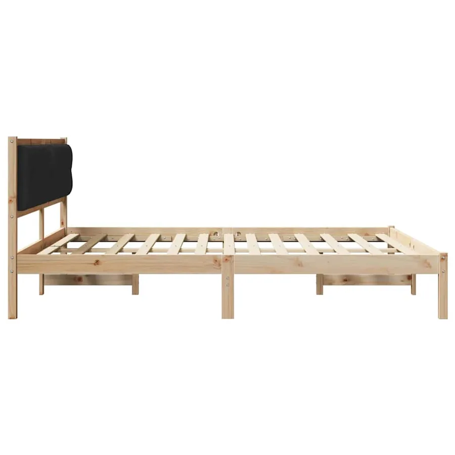Cadre de lit avec tête de lit Noir 160 x 200 cm Pin massif - 6