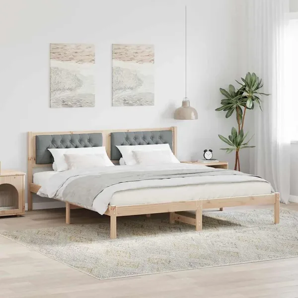 Cadre de lit Gris clair 160 x 200 cm Pin massif