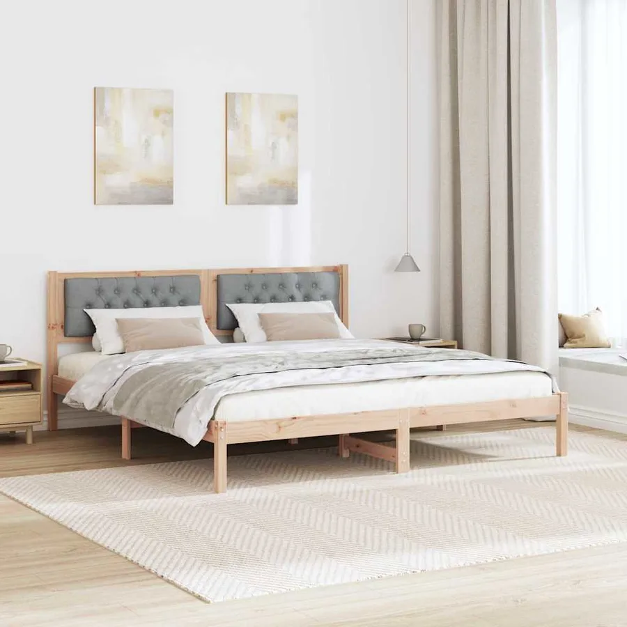 Cadre de lit Gris clair 160 x 200 cm Pin massif - 4