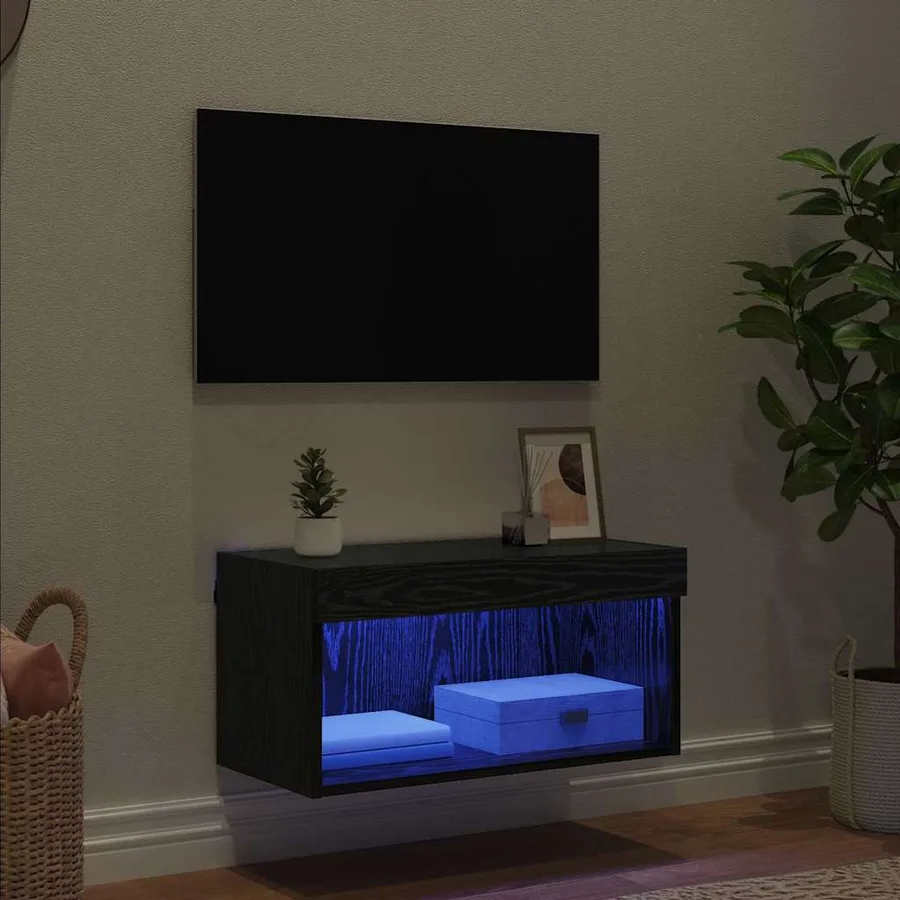 Ensemble meuble TV Chêne noir 60 x 30 x 30 cm Bois d'ingénierie - 5