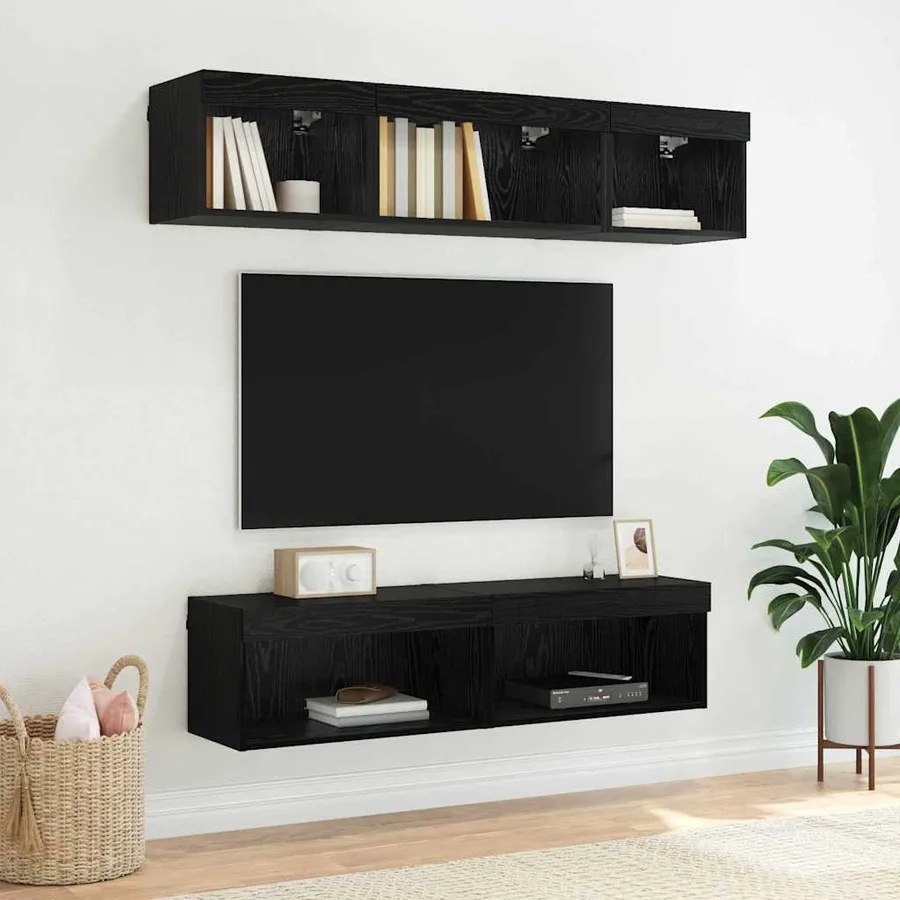 Ensemble meuble TV Chêne noir 60 x 30 x 30 cm Bois d'ingénierie - 6