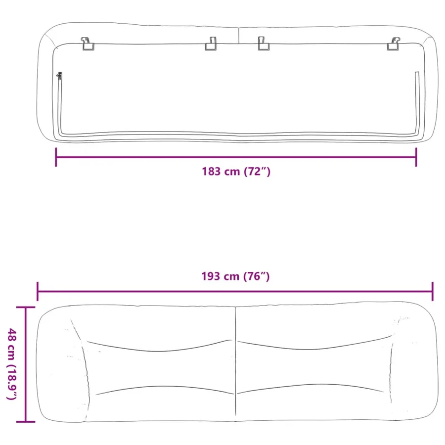 Coussin de tête de lit Hvar noir 183 cm similicuir - 10