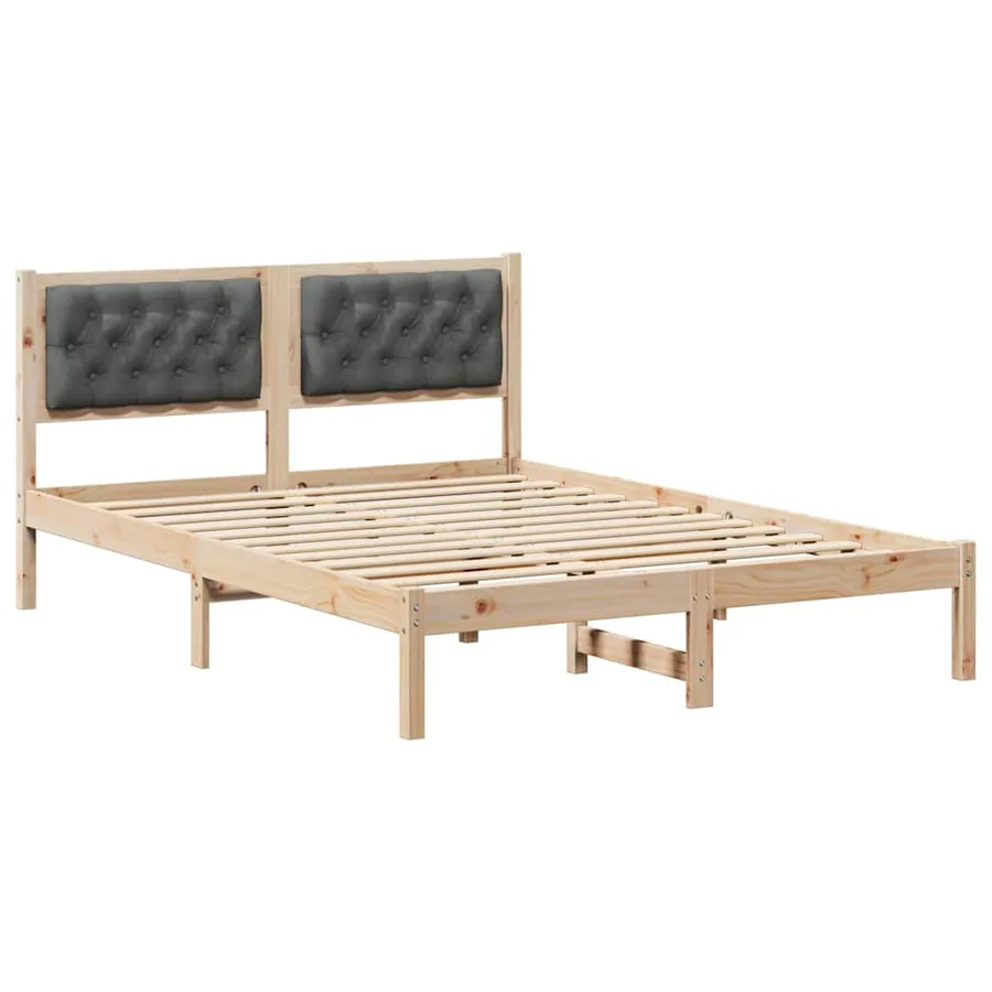 Cadre de lit Gris foncé 140 x 190 cm Pin massif - 2