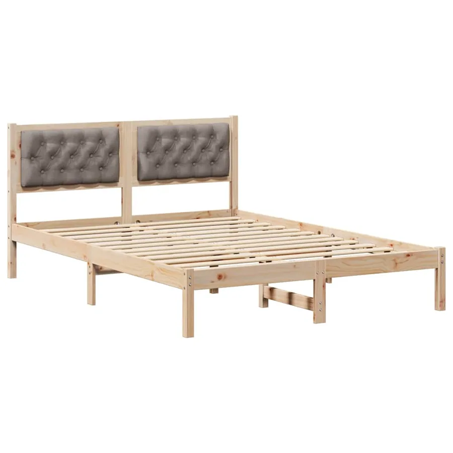 Cadre de lit avec tête de lit Taupe 140 x 190 cm Pin massif - 2