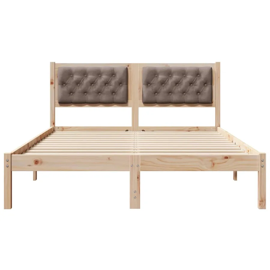 Cadre de lit avec tête de lit Taupe 140 x 190 cm Pin massif - 5