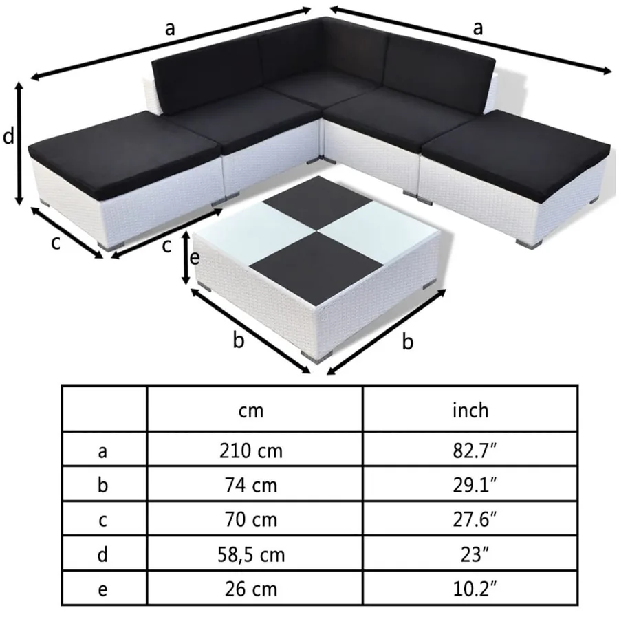 Salon de jardin 6 pcs avec coussins Résine tressée Blanc - 4