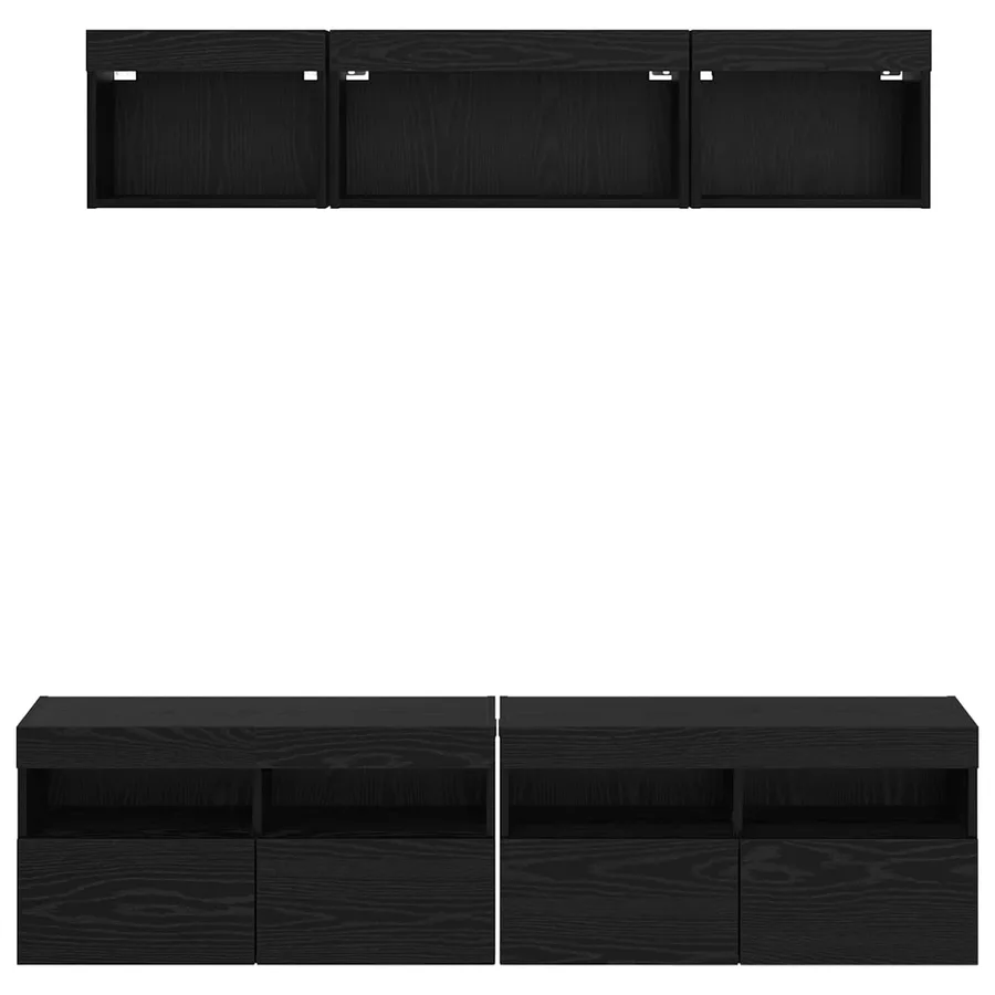 Unités murales TV avec LED 5 pcs Chêne noir 80 x 30 x 40 cm - 10