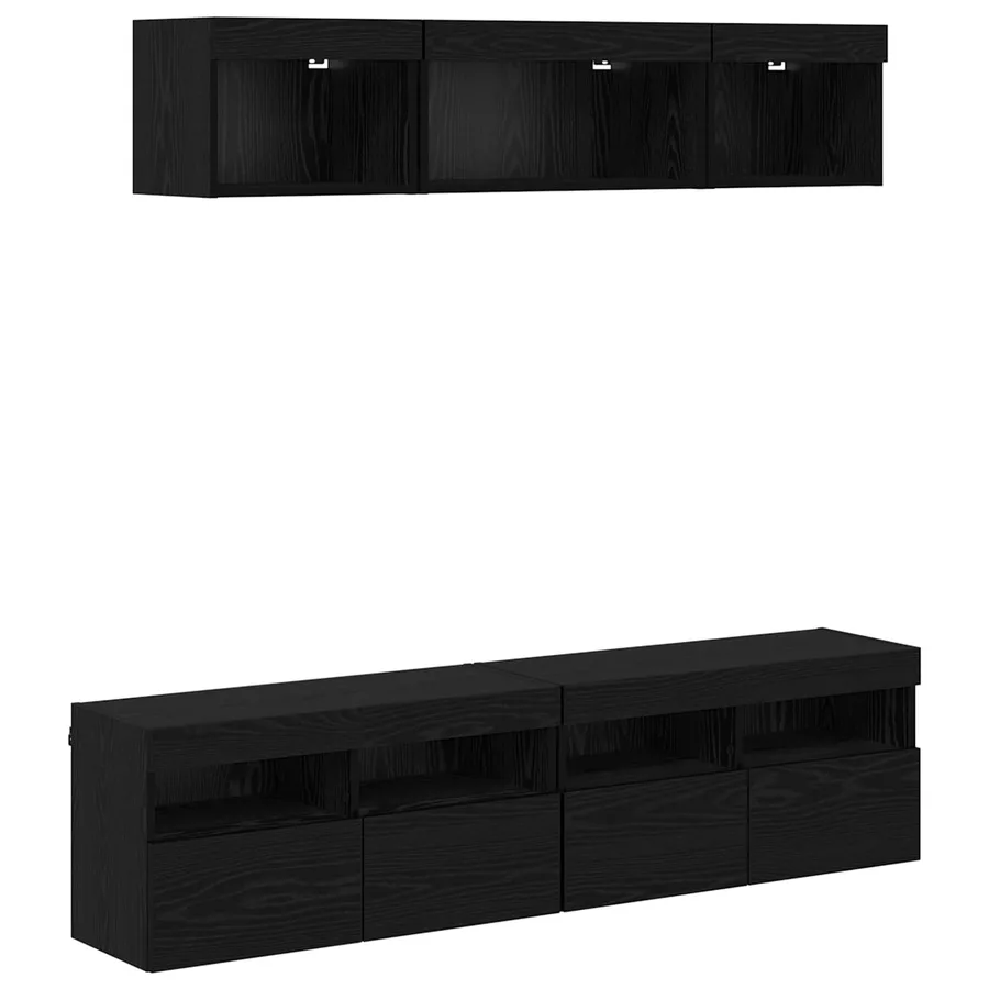 Unités murales TV avec LED 5 pcs Chêne noir 80 x 30 x 40 cm - 2
