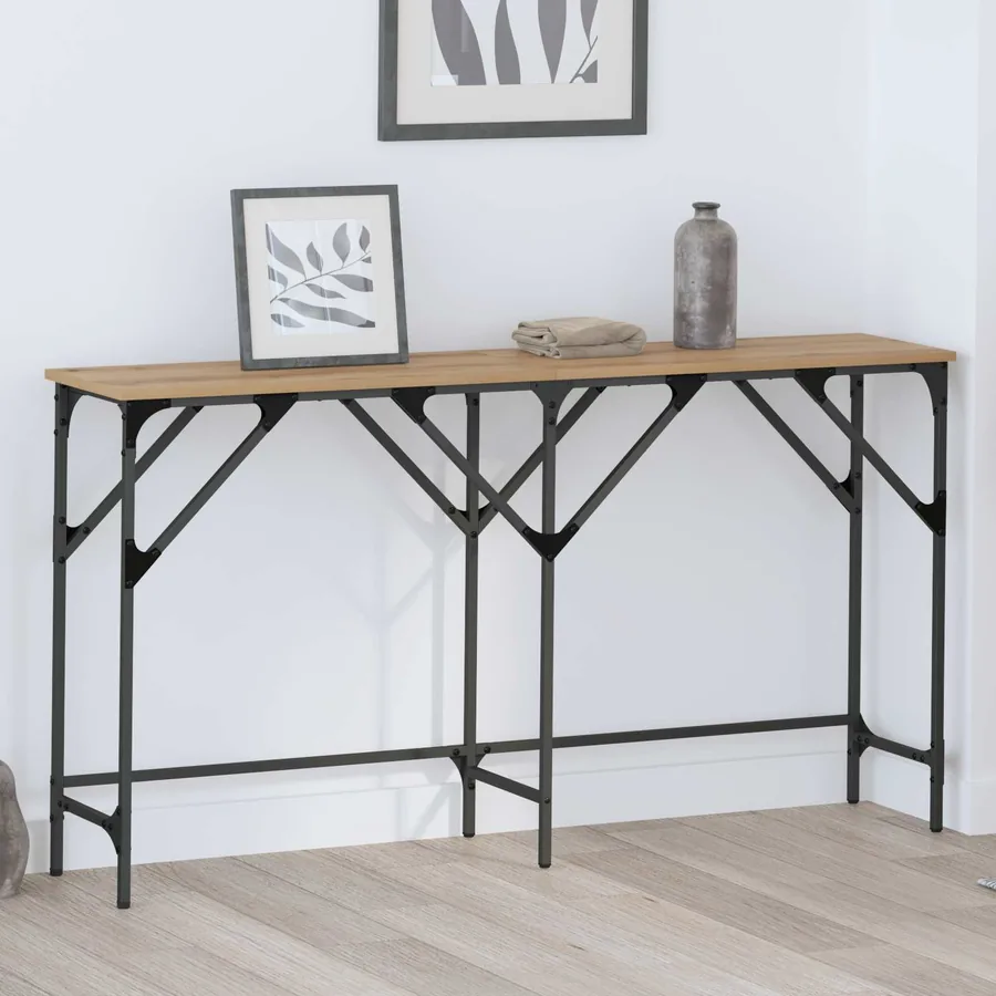 Table console chêne artisanal 140 x 29 x 75 cm
