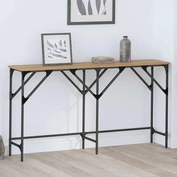 Table console chêne artisanal 140 x 29 x 75 cm