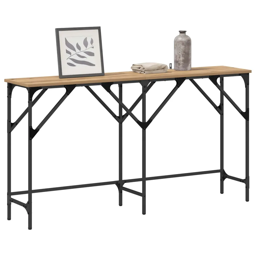 Table console chêne artisanal 140 x 29 x 75 cm - 3