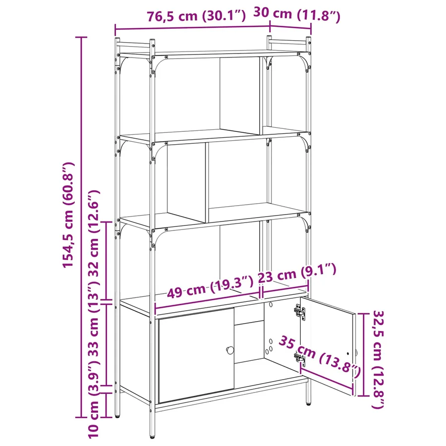 Bibliothèque 76,5 x 30 x 154,5 cm Bois d'ingénierie - 14