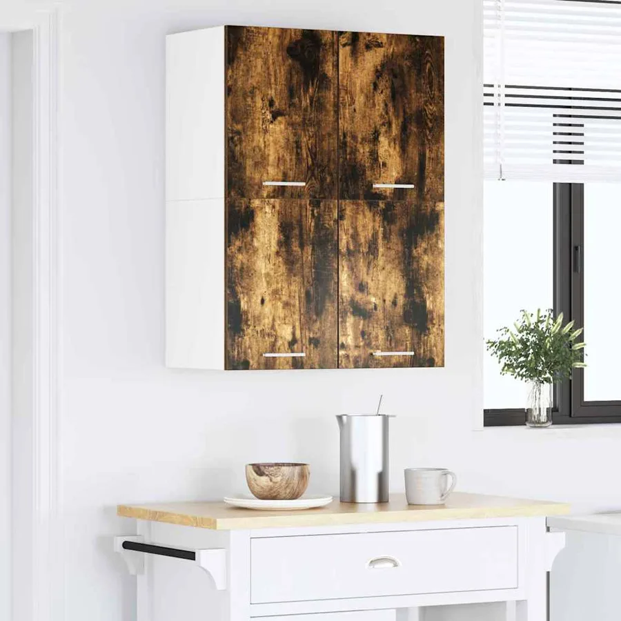 Armoire suspendue Chêne fumé et Blanc 60 x 31 x 40 cm - 4