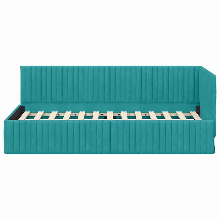 Cadre de lit d'angle Turquoise 90 cm x 190 cm Velours - 5