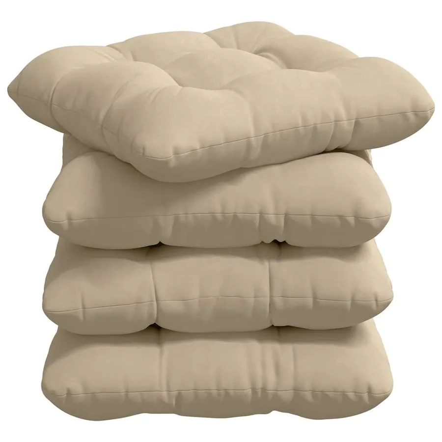 Coussins de siège 4 pcs Crème 40 x 40 cm Tissu en microfibre - 2