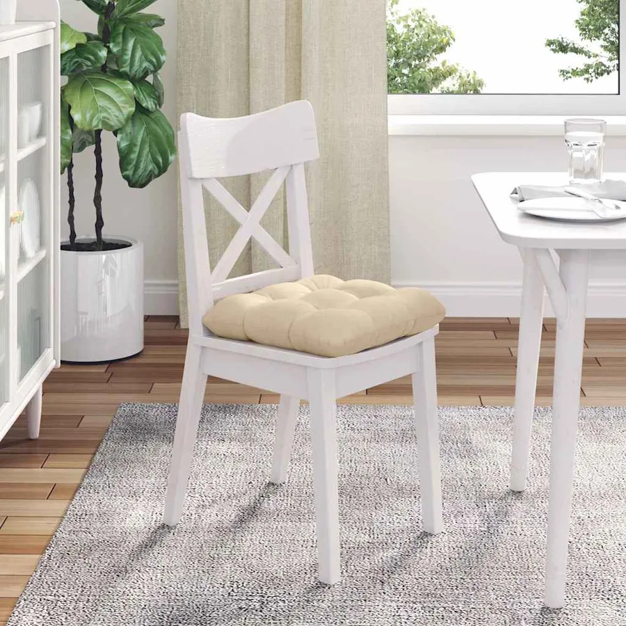 Coussins de siège 4 pcs Crème 40 x 40 cm Tissu en microfibre - 4