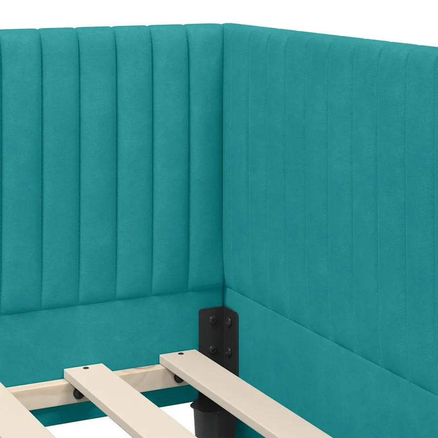 Cadre de lit d'angle avec matelas 2 pcs Turquoise Velours - 10