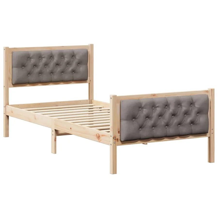 Cadre de lit avec tête de lit Taupe 90 x 200 cm Pin massif - 2