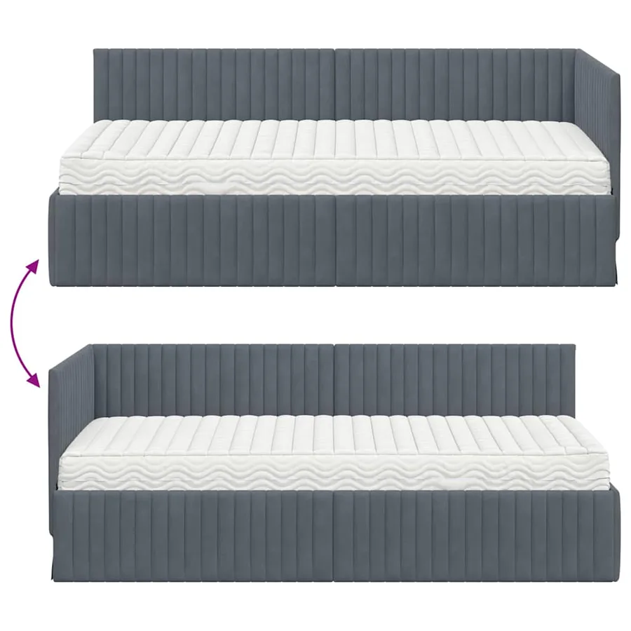 Cadre de lit d'angle avec matelas 2 pcs Gris Velours - 12