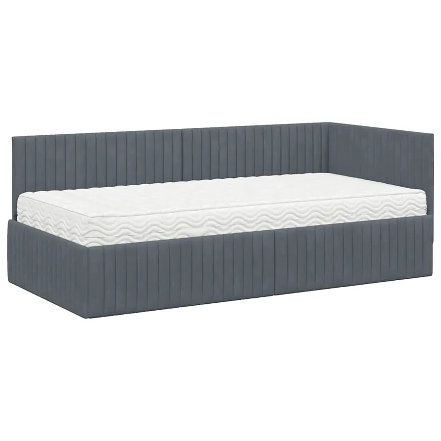 Cadre de lit d'angle avec matelas 2 pcs Gris Velours - 4